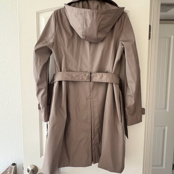 Calvin Klein Women’s‎ Grey Double Breasted Belted Trench Coat w Detachable Hood - Picture 3 of 6